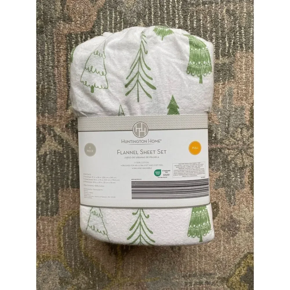 Huntington Home Flannel Winter Tree Bed Sheet Set